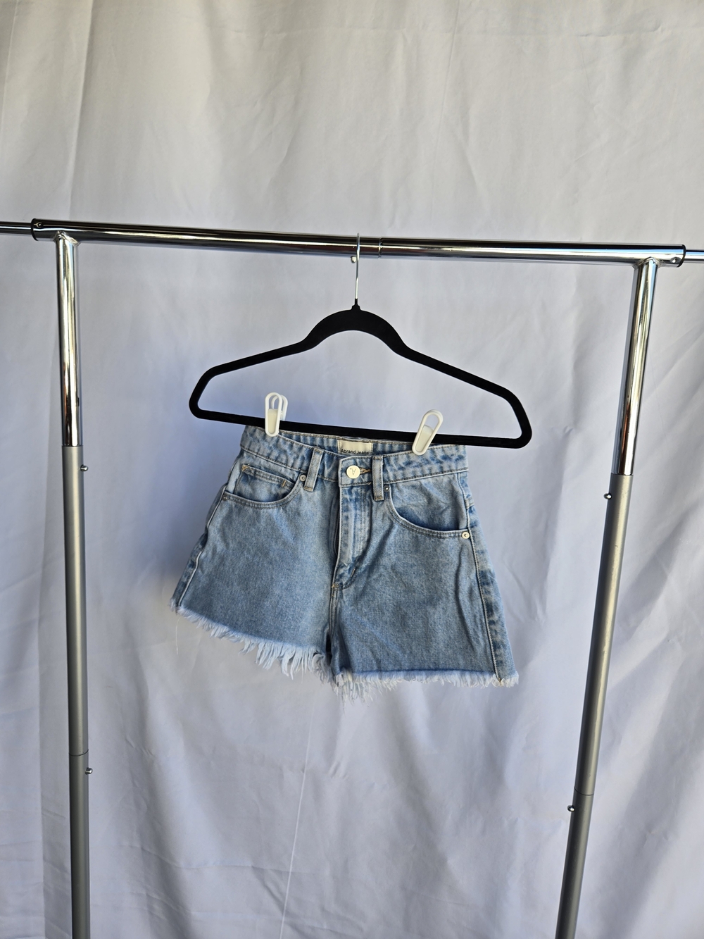 Women's Light Blue Denim Frayed Hem Jean Shorts